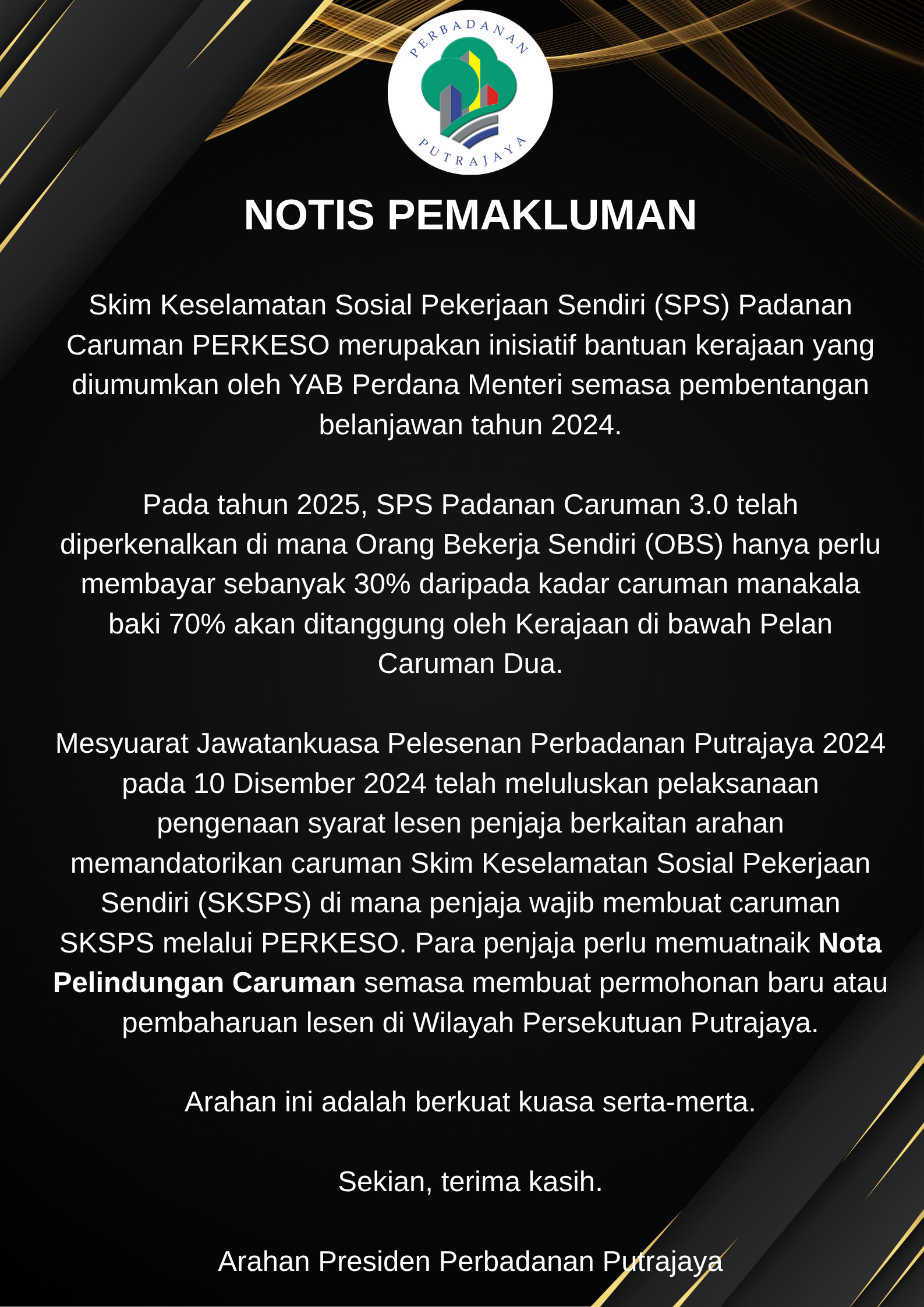 Keperluan muatnaik Nota Perlindungan Caruman